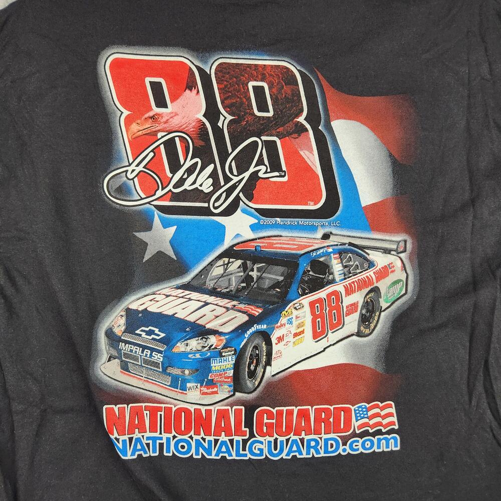National Guard Dale Jr Shirt Mens Large Black 88 NASCAR Racing Graphic Logo Flag